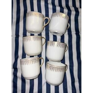6 Vintage Bernardaud & Co France or B & Co Limoges Gold Demitasse Cups